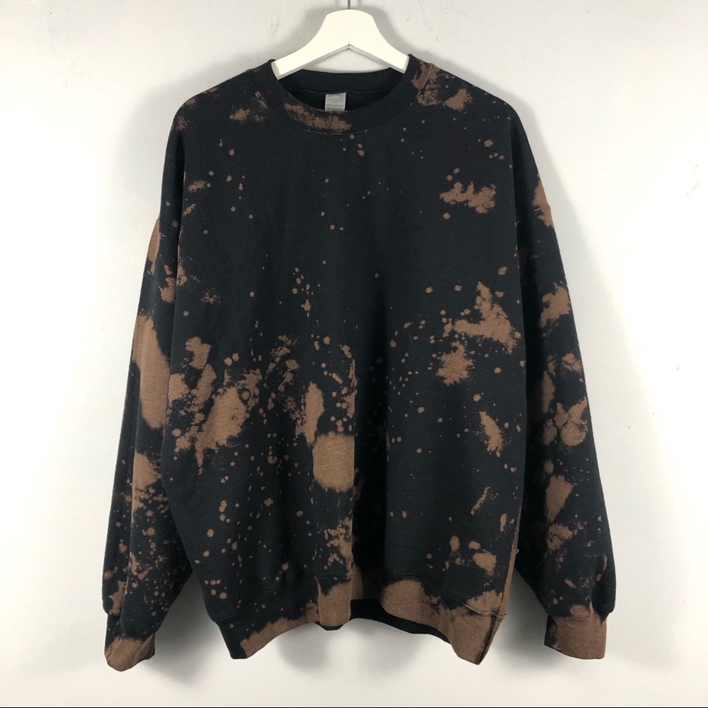 NEW Black Bleached Sweatshirt S-5X oversized top - Picture 3 of 5